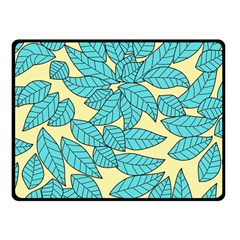 Leaves Dried Leaves Stamping Blue Yellow Fleece Blanket (small) by Simbadda