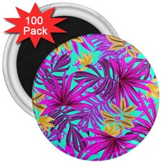 Tropical Greens Leaves Design 3  Magnets (100 Pack) by Simbadda