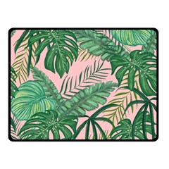 Tropical Greens Leaves Design Double Sided Fleece Blanket (small)  by Simbadda
