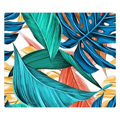 Leaves Tropical Summer Exotic Double Sided Flano Blanket (small)  by Simbadda
