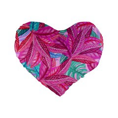 Leaves Tropical Reason Stamping Standard 16  Premium Flano Heart Shape Cushions by Simbadda