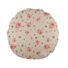Pink Flowers Pattern Spring Nature Standard 15  Premium Flano Round Cushions by TeesDeck