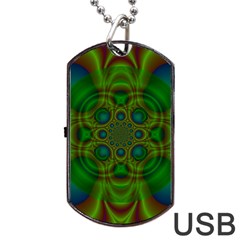 Abstract Background Design Green Dog Tag Usb Flash (two Sides)