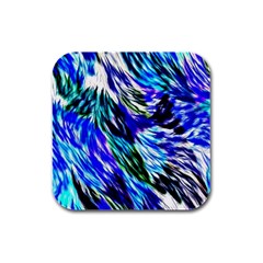 Abstract Background Blue White Rubber Square Coaster (4 Pack) 