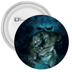 Aweome Troll With Skulls In The Night 3  Buttons by FantasyWorld7