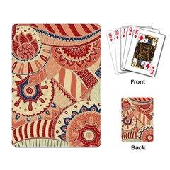 Pop Art Paisley Flowers Ornaments Multicolored 4 Background Solid Dark Red Playing Cards Single Design (rectangle) by EDDArt