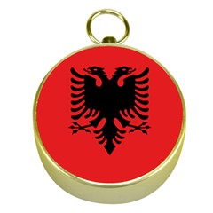 Albania Flag Gold Compasses by FlagGallery