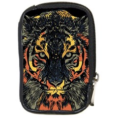 Tiger Predator Abstract Feline Compact Camera Leather Case by Pakrebo
