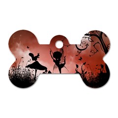 Little Fairy Dancing In The Night Dog Tag Bone (two Sides) by FantasyWorld7