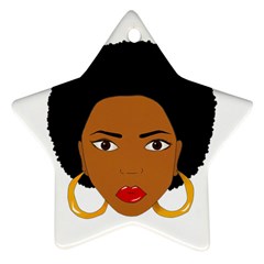 African American Woman With ?urly Hair Star Ornament (two Sides) by bumblebamboo