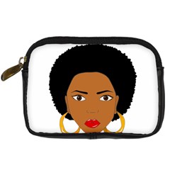 African American Woman With ?urly Hair Digital Camera Leather Case by bumblebamboo