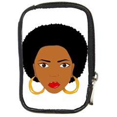 African American Woman With ?urly Hair Compact Camera Leather Case by bumblebamboo