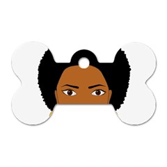 African American Woman With ?urly Hair Dog Tag Bone (two Sides) by bumblebamboo
