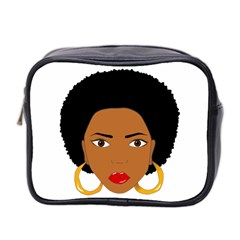 African American Woman With ?urly Hair Mini Toiletries Bag (two Sides) by bumblebamboo