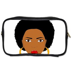 African American Woman With ?urly Hair Toiletries Bag (one Side) by bumblebamboo