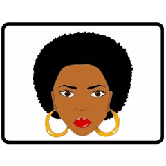 African American Woman With ?urly Hair Double Sided Fleece Blanket (large)  by bumblebamboo