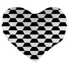 Hexagons Pattern Tessellation Large 19  Premium Flano Heart Shape Cushions