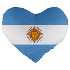 Argentina Flag Large 19  Premium Heart Shape Cushions by FlagGallery