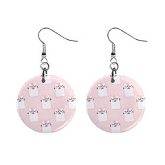 Pattern Pink Cute Sweet Fur Cats Mini Button Earrings by Pakrebo