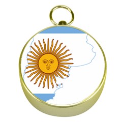 Flag Map Of Argentina & Islas Malvinas Gold Compasses by abbeyz71