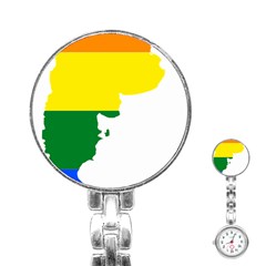 Lgbt Flag Map Of Argentina Stainless Steel Nurses Watch by abbeyz71