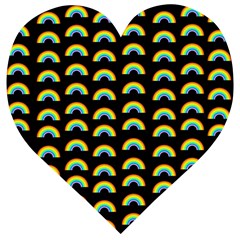 Pride Rainbow Flag Pattern Wooden Puzzle Heart by Valentinaart