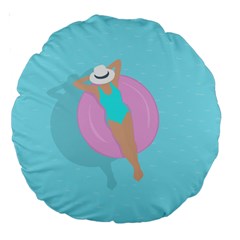 Lady In The Pool Large 18  Premium Round Cushions by Valentinaart