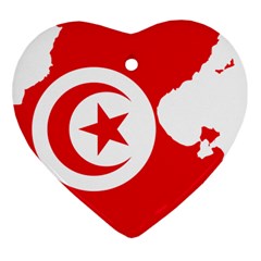 Tunisia Flag Map Geography Outline Heart Ornament (two Sides) by Sapixe