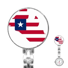 Liberia Flag Map Geography Outline Stainless Steel Nurses Watch