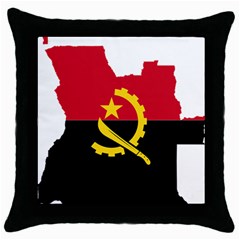 Angola Flag Map Geography Outline Throw Pillow Case (black)