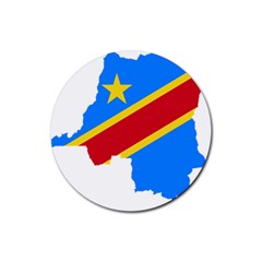 Democratic Republic Of The Congo Flag Rubber Coaster (round)  by Sapixe