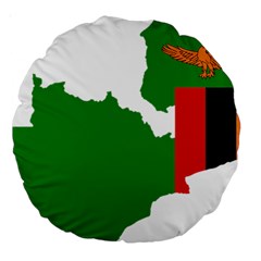 Zambia Flag Map Geography Outline Large 18  Premium Round Cushions by Sapixe