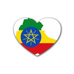 Ethiopia Flag Map Geography Heart Coaster (4 Pack)  by Sapixe
