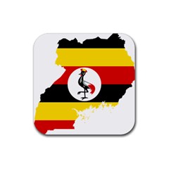 Uganda Flag Map Geography Outline Rubber Coaster (square) 