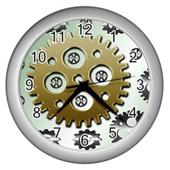 Gear Background Sprocket Wall Clock (silver) by HermanTelo