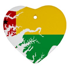 Guinea Bissau Flag Map Geography Heart Ornament (two Sides) by Sapixe
