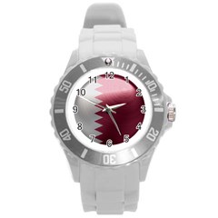 Qatar Flag Country Nation National Round Plastic Sport Watch (l) by Sapixe