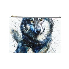 Gray Wolf - Forest King Cosmetic Bag (large) by kot737