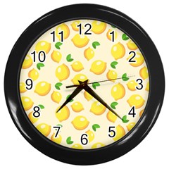 Fruits Template Lemons Yellow Wall Clock (black) by Pakrebo