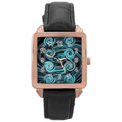 Background Neon Abstract Rose Gold Leather Watch 