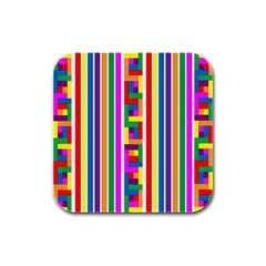 Rainbow Geometric Spectrum Rubber Square Coaster (4 Pack)  by Mariart