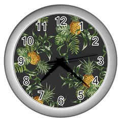 Pineapples Pattern Wall Clock (silver) by Sobalvarro