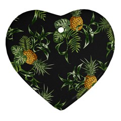 Pineapples Pattern Heart Ornament (two Sides) by Sobalvarro