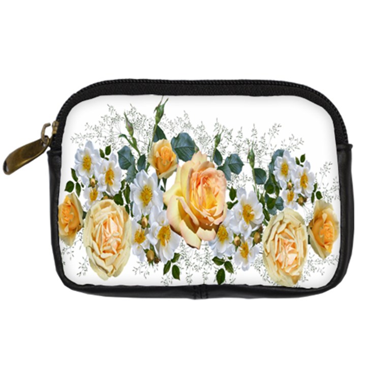 Flowers Roses White Yellow Digital Camera Leather Case