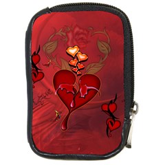 Wonderful Hearts And Rose Compact Camera Leather Case by FantasyWorld7