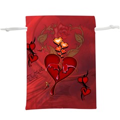 Wonderful Hearts And Rose  Lightweight Drawstring Pouch (xl)