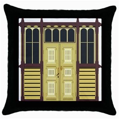 Graphic Door Entry Exterior House Throw Pillow Case (black) by Simbadda