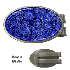 Neon Abstract Cobalt Blue Wood Money Clips (oval)  by Bajindul