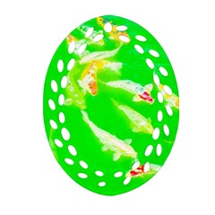 Koi Carp Scape Oval Filigree Ornament (two Sides) by essentialimage