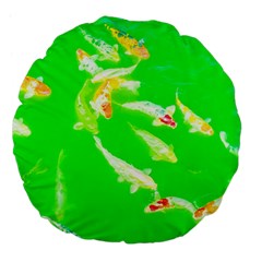 Koi Carp Scape Large 18  Premium Flano Round Cushions by essentialimage